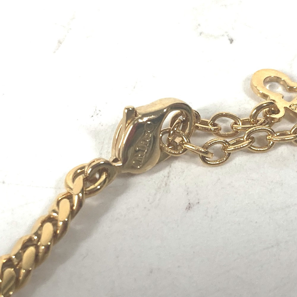 Dior Necklace metal gold Necklace CD logo rhinestone Women Used Authentic