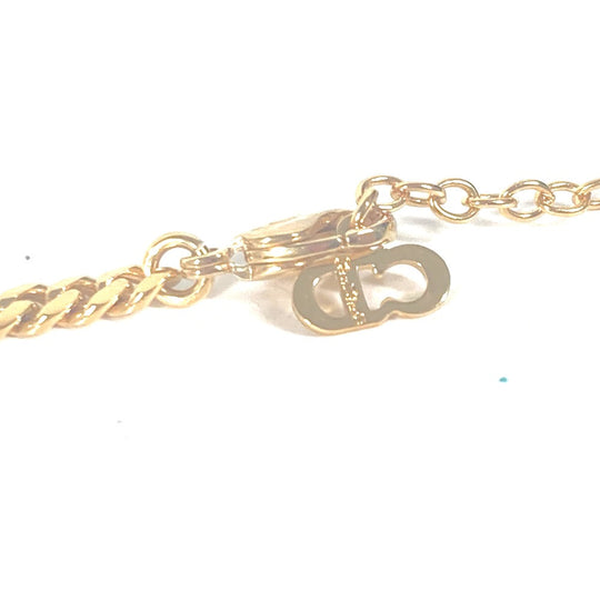 Dior Necklace metal gold Necklace CD logo rhinestone Women Used Authentic