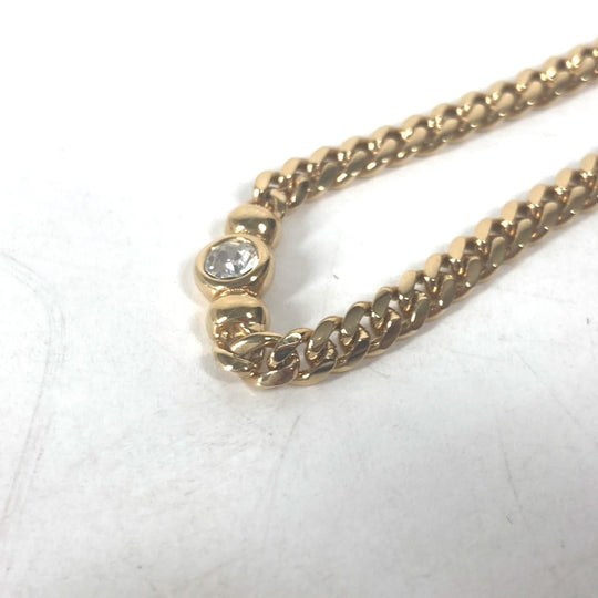 Dior Necklace metal gold Necklace CD logo rhinestone Women Used Authentic