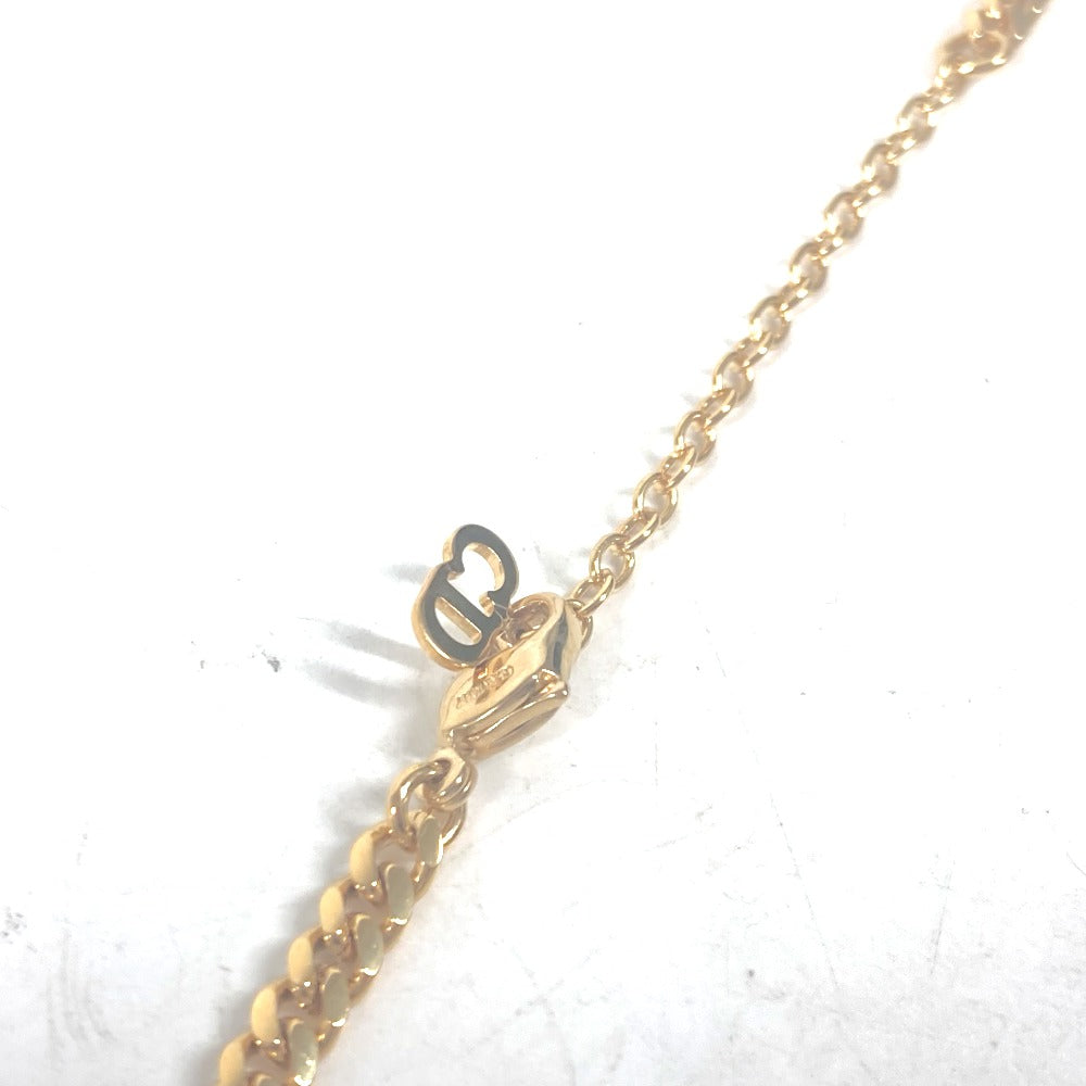 Dior Necklace metal gold Necklace CD logo rhinestone Women Used Authentic