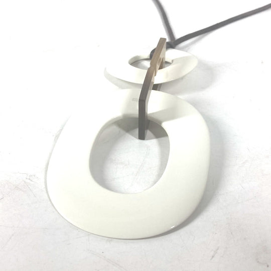 HERMES Necklace Buffalo horn white Ism Women Used Authentic