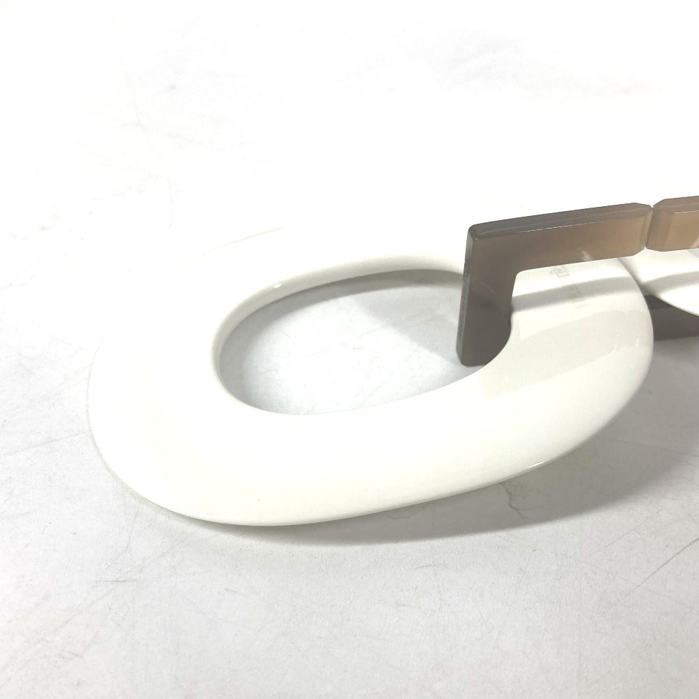 HERMES Necklace Buffalo horn white Ism Women Used Authentic