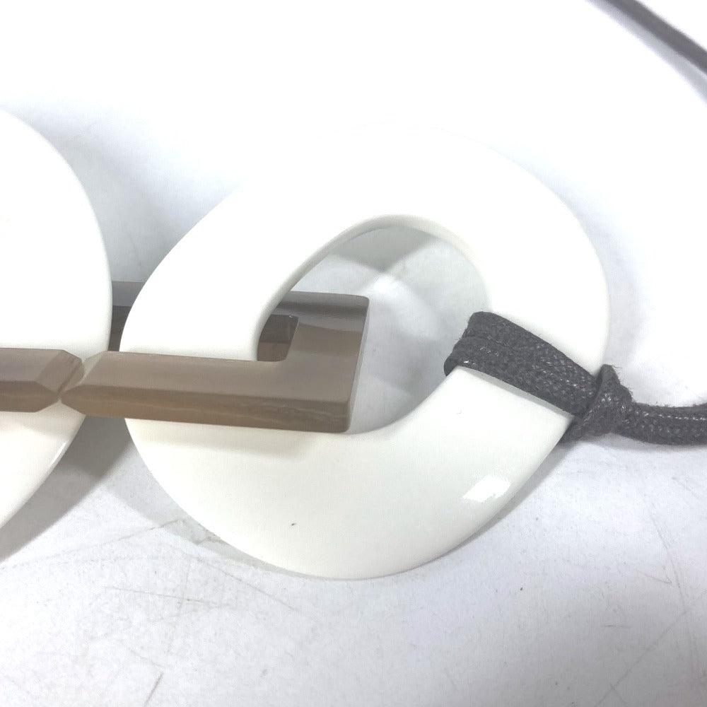 HERMES Necklace Buffalo horn white Ism Women Used Authentic