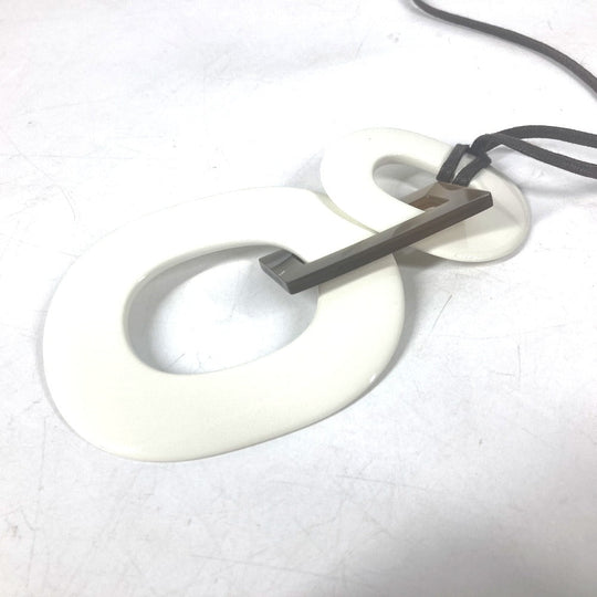 HERMES Necklace Buffalo horn white Ism Women Used Authentic