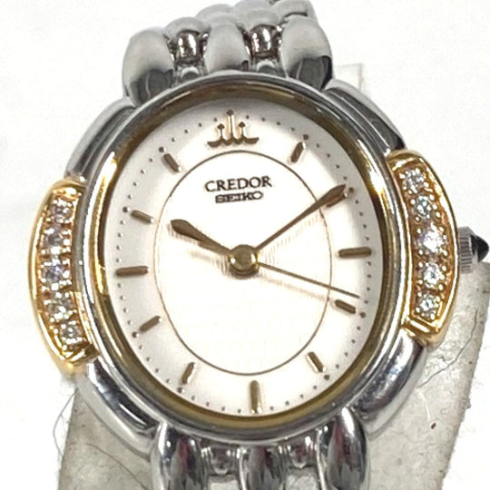 SEIKO Watches Quartz 2J81-5000 Stainless Steel Silver CREDOR side diamond white dial Women Used Authentic