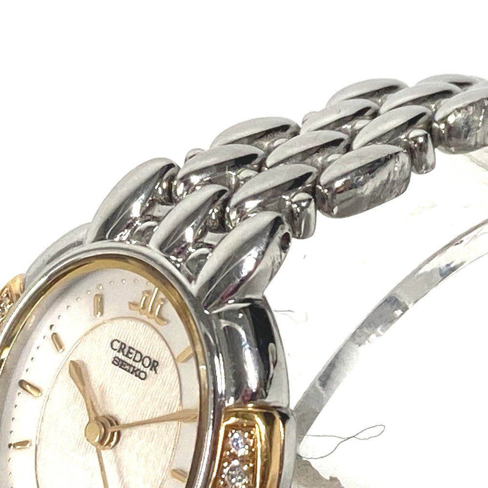 SEIKO Watches Quartz 2J81-5000 Stainless Steel Silver CREDOR side diamond white dial Women Used Authentic