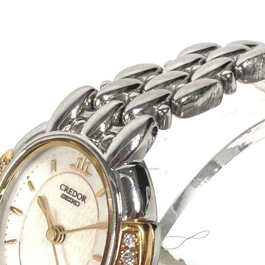 SEIKO Watches Quartz 2J81-5000 Stainless Steel Silver CREDOR side diamond white dial Women Used Authentic