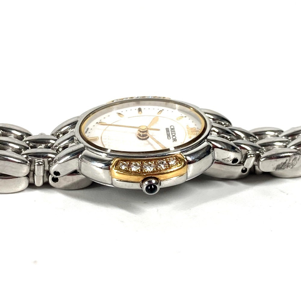 SEIKO Watches Quartz 2J81-5000 Stainless Steel Silver CREDOR side diamond white dial Women Used Authentic