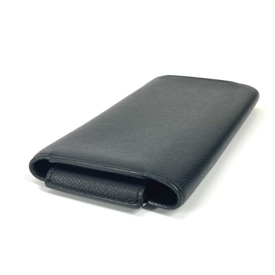 HERMES Long Wallet Purse Epsom black Long wallet Passan Long unisex(Unisex) Used Authentic