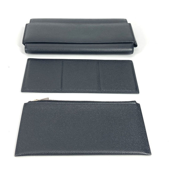 HERMES Long Wallet Purse Epsom black Long wallet Passan Long unisex(Unisex) Used Authentic
