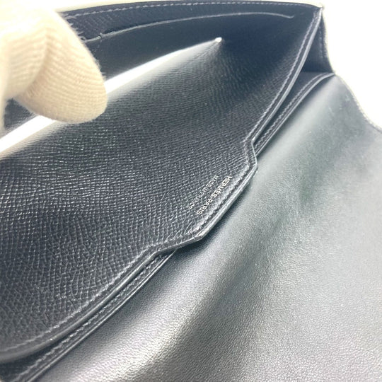 HERMES Long Wallet Purse Epsom black Long wallet Passan Long unisex(Unisex) Used Authentic