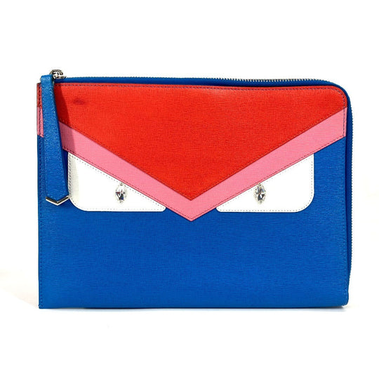 FENDI Clutch bag 8M0363 leather blue Monster Bugs Rhinestone Women(Unisex) Used Authentic