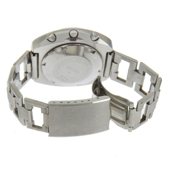 SEIKO Watches Mechanical Automatic 6139-8002 Stainless Steel Silver vintage Seiko 5 Sports Speed Timer black dial mens Used Authentic