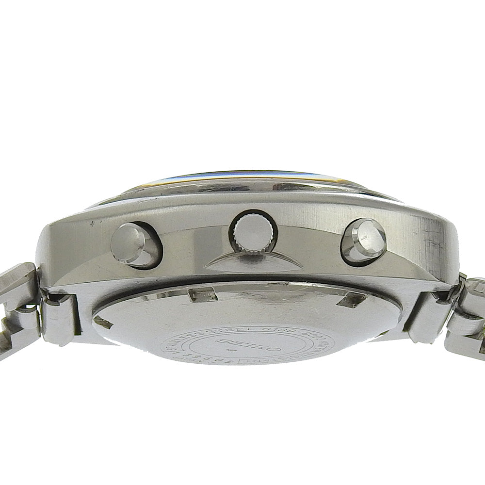 SEIKO Watches Mechanical Automatic 6139-8002 Stainless Steel Silver vintage Seiko 5 Sports Speed Timer black dial mens Used Authentic