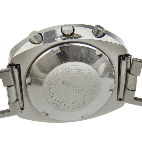 SEIKO Watches Mechanical Automatic 6139-8002 Stainless Steel Silver vintage Seiko 5 Sports Speed Timer black dial mens Used Authentic