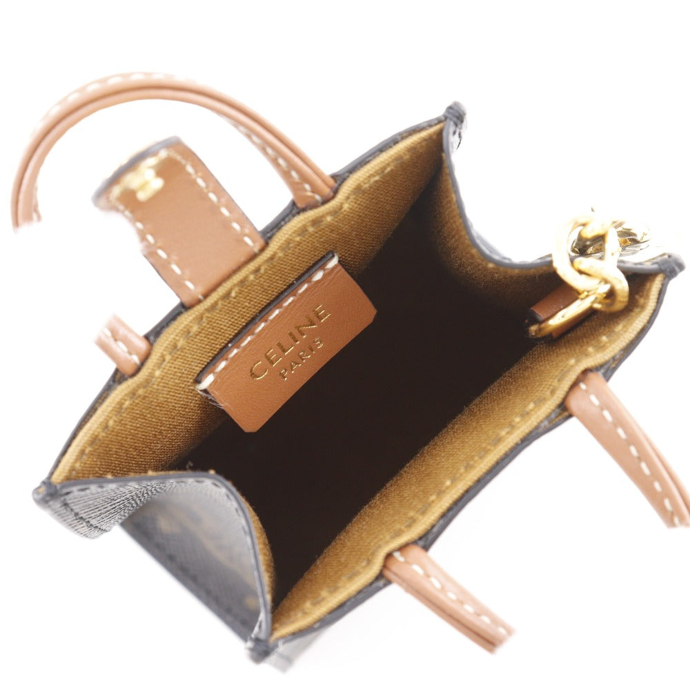 CELINE charm PVC Brown Triomphe canvas Bag charm Microbar Tikal Hippo unisex(Unisex) Used Authentic