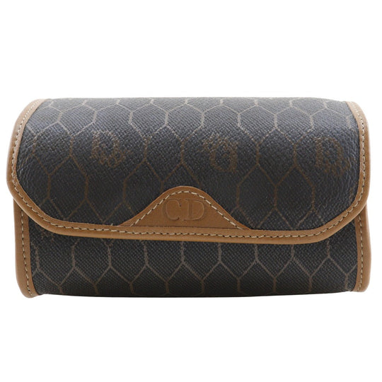 Christian Dior Pouch PVC Brown novelty Honeycomb Pattern unisex(Unisex) Used Authentic