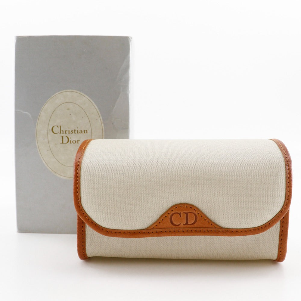 Christian Dior Pouch PVC off white novelty CD logo Women Used Authentic