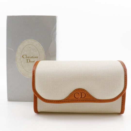 Christian Dior Pouch PVC off white novelty CD logo Women Used Authentic
