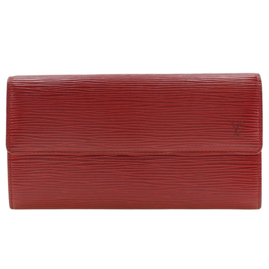 LOUIS VUITTON Long Wallet Purse M6359E Epi Leather Red Portefeuille Sarah Women Used Authentic