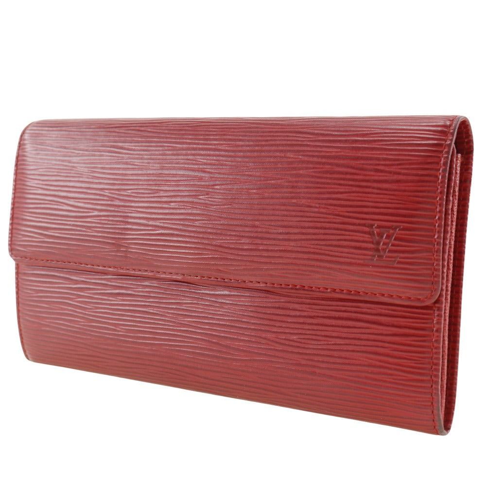 LOUIS VUITTON Long Wallet Purse M6359E Epi Leather Red Portefeuille Sarah Women Used Authentic