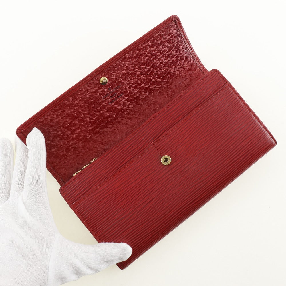 LOUIS VUITTON Long Wallet Purse M6359E Epi Leather Red Portefeuille Sarah Women Used Authentic