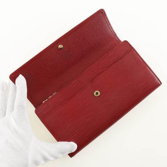 LOUIS VUITTON Long Wallet Purse M6359E Epi Leather Red Portefeuille Sarah Women Used Authentic