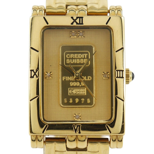 ELGIN Watches Quartz FK-1153-E 24K Gold, Plated Gold gold Ingot 1g CREDIT SUISSE FINE GOLD 999.9 gold dial