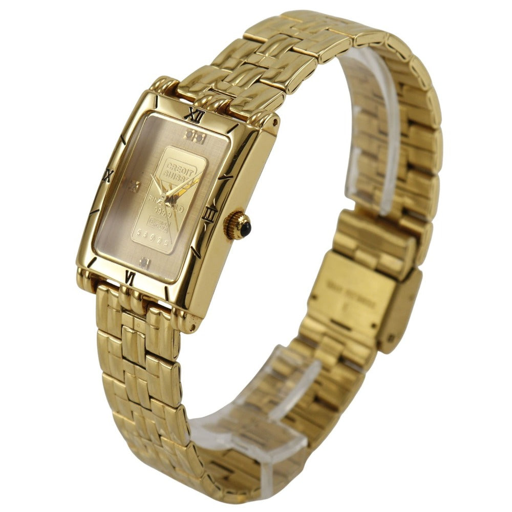 ELGIN Watches Quartz FK-1153-E 24K Gold, Plated Gold gold Ingot 1g CREDIT SUISSE FINE GOLD 999.9 gold dial
