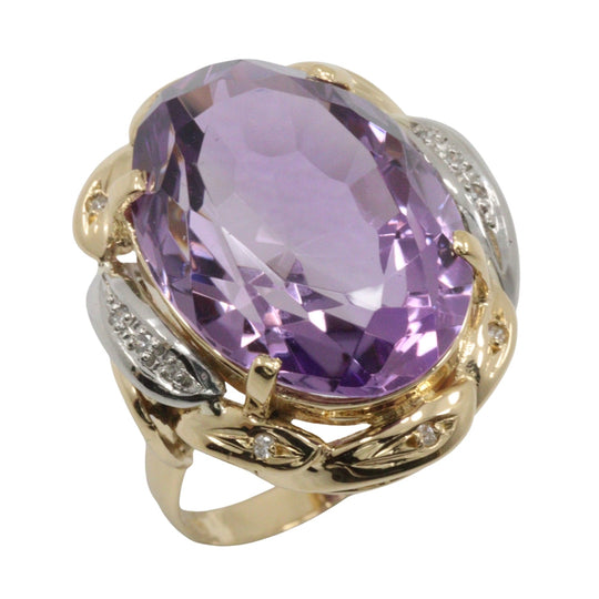 JEWELRY Ring K18 Yellow Gold, Pt900Platinum, Amethyst/Diamond gold Women Used Authentic