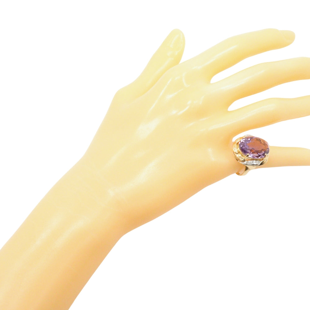 JEWELRY Ring K18 Yellow Gold, Pt900Platinum, Amethyst/Diamond gold Women Used Authentic