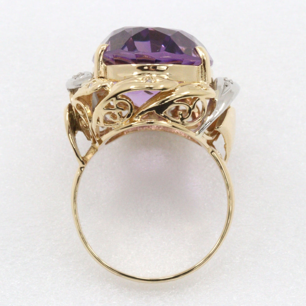 JEWELRY Ring K18 Yellow Gold, Pt900Platinum, Amethyst/Diamond gold Women Used Authentic