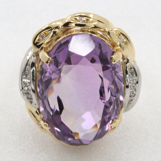 JEWELRY Ring K18 Yellow Gold, Pt900Platinum, Amethyst/Diamond gold Women Used Authentic