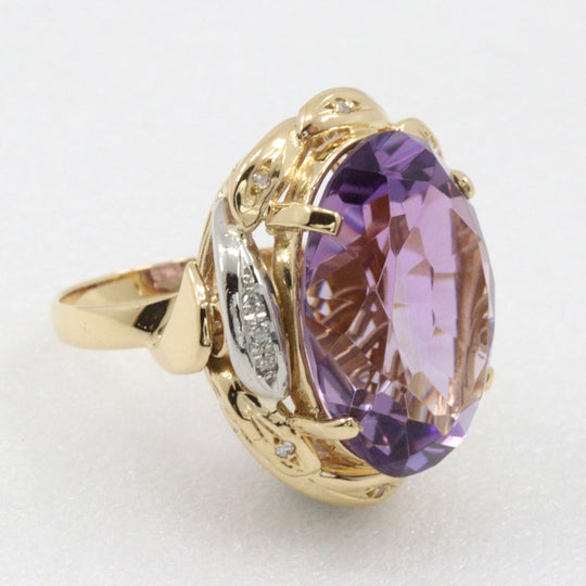 JEWELRY Ring K18 Yellow Gold, Pt900Platinum, Amethyst/Diamond gold Women Used Authentic