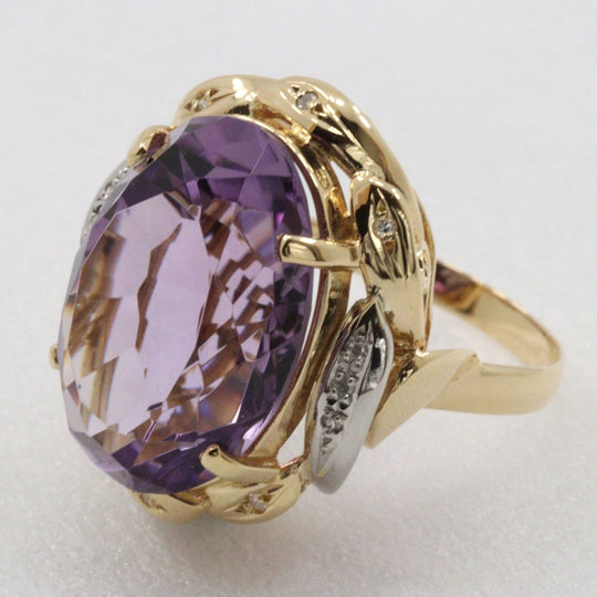 JEWELRY Ring K18 Yellow Gold, Pt900Platinum, Amethyst/Diamond gold Women Used Authentic