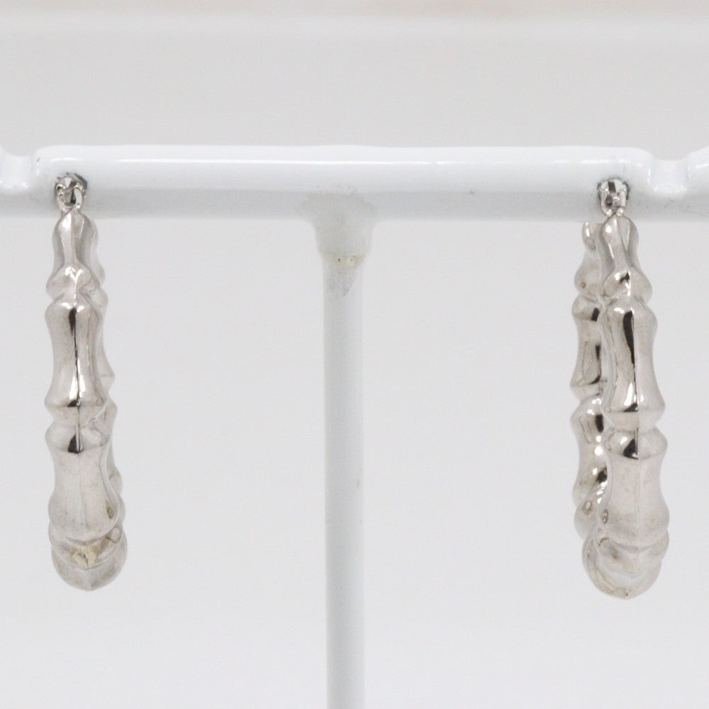 UNOAERRE Pierce K18 white gold Silver loop Bamboo motif Women Used Authentic