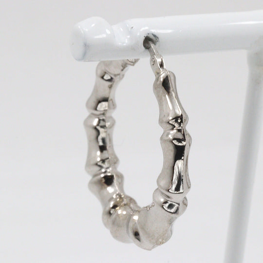 UNOAERRE Pierce K18 white gold Silver loop Bamboo motif Women Used Authentic