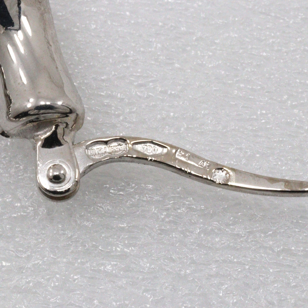 UNOAERRE Pierce K18 white gold Silver loop Bamboo motif Women Used Authentic