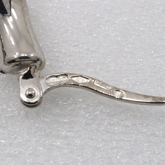 UNOAERRE Pierce K18 white gold Silver loop Bamboo motif Women Used Authentic