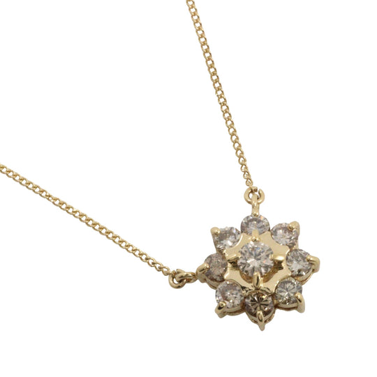 Gimel Necklace K18 Yellow Gold, Diamond gold Women Used Authentic