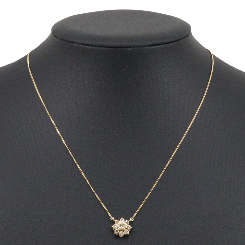 Gimel Necklace K18 Yellow Gold, Diamond gold Women Used Authentic