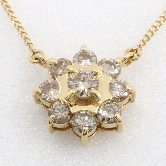 Gimel Necklace K18 Yellow Gold, Diamond gold Women Used Authentic