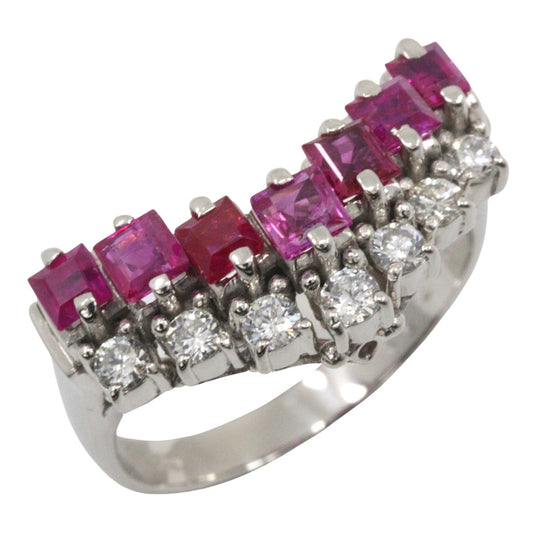 JEWELRY Ring Pt850Platinum, Ruby, Diamond Silver V character
