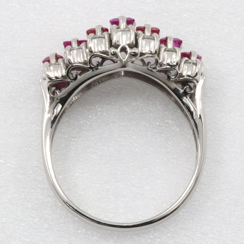 JEWELRY Ring Pt850Platinum, Ruby, Diamond Silver V character