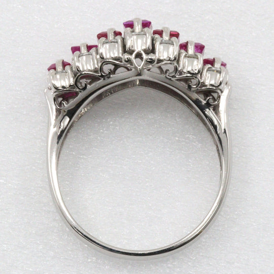 JEWELRY Ring Pt850Platinum, Ruby, Diamond Silver V character