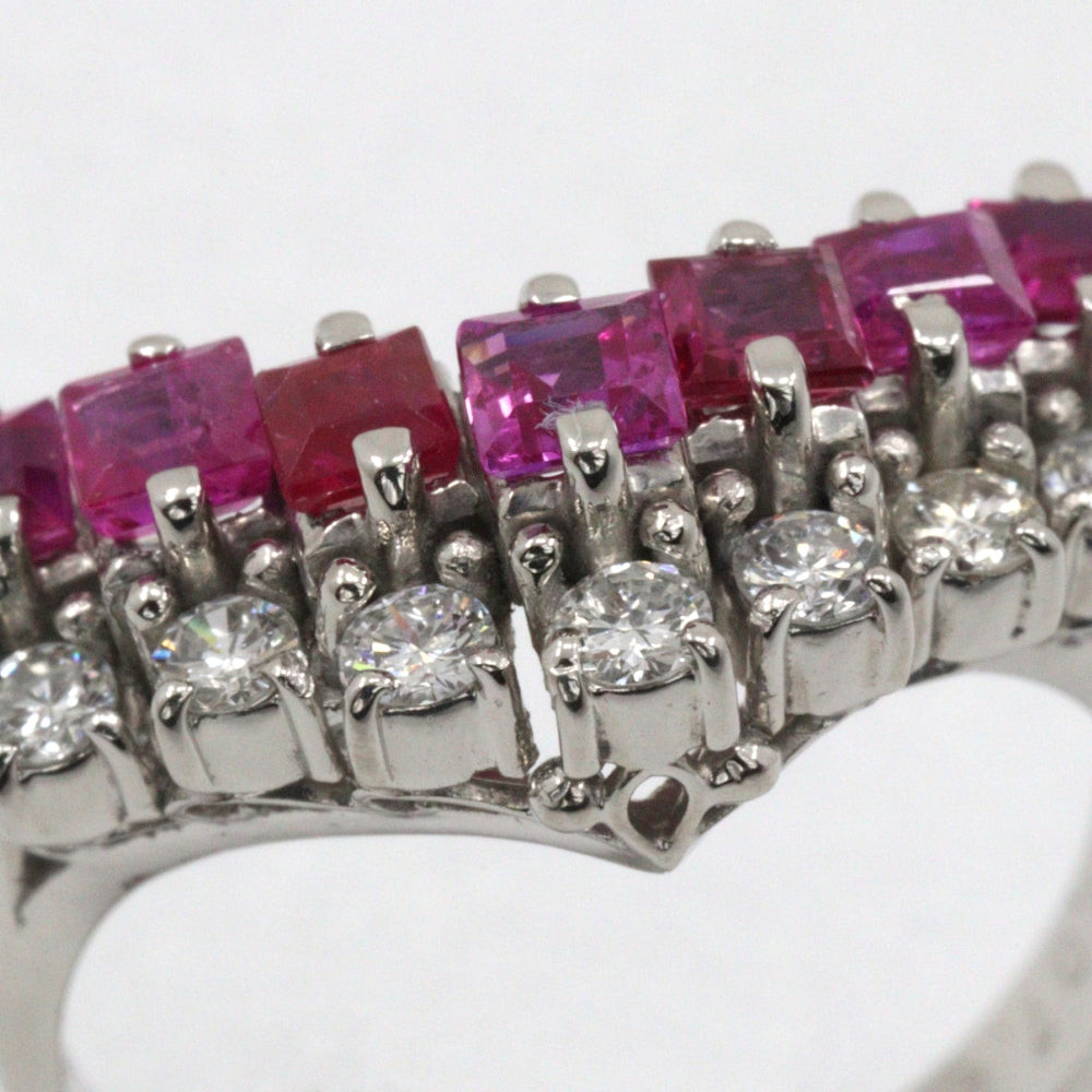 JEWELRY Ring Pt850Platinum, Ruby, Diamond Silver V character