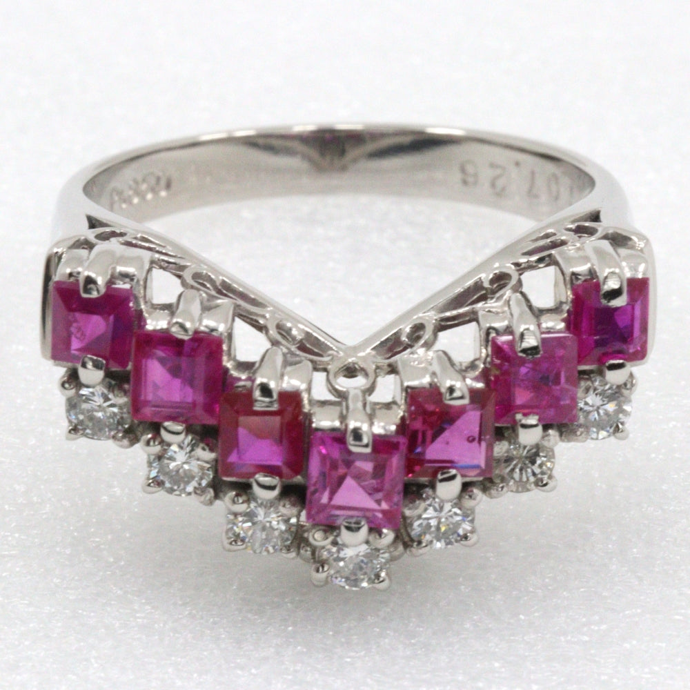 JEWELRY Ring Pt850Platinum, Ruby, Diamond Silver V character