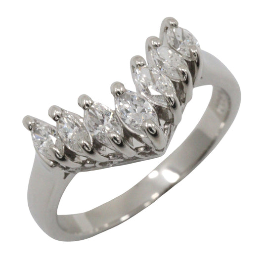 JEWELRY Ring Pt900Platinum, Diamond Silver 7P diamond V character Women Used Authentic