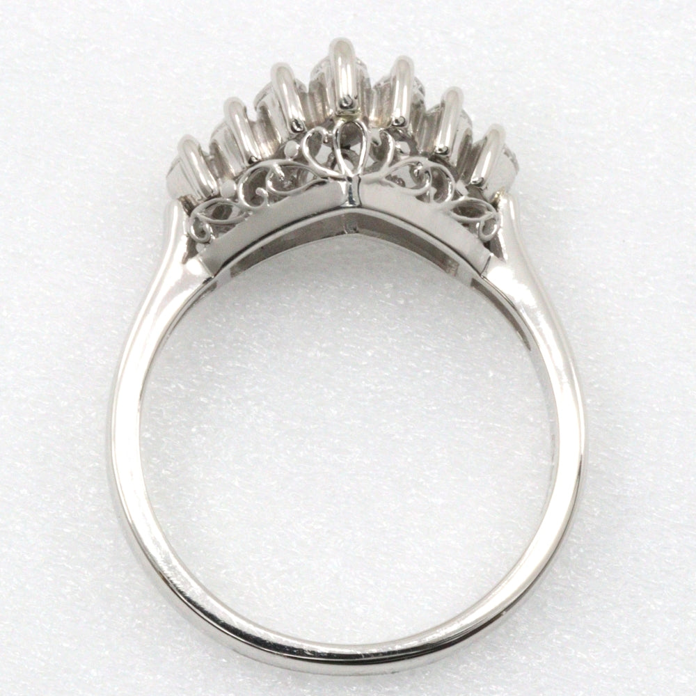 JEWELRY Ring Pt900Platinum, Diamond Silver 7P diamond V character Women Used Authentic