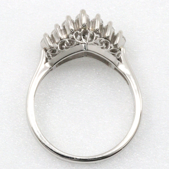 JEWELRY Ring Pt900Platinum, Diamond Silver 7P diamond V character Women Used Authentic